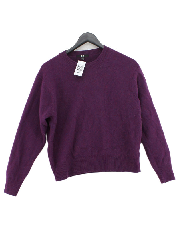Uniqlo Women's Jumper M Purple 100% Wool