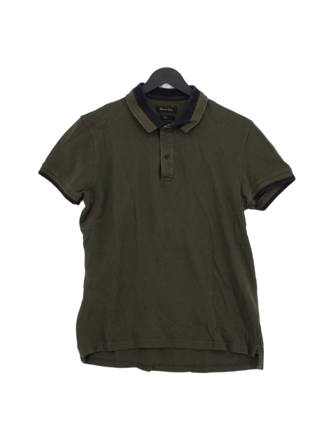 Massimo Dutti Men's Polo M Green 100% Cotton