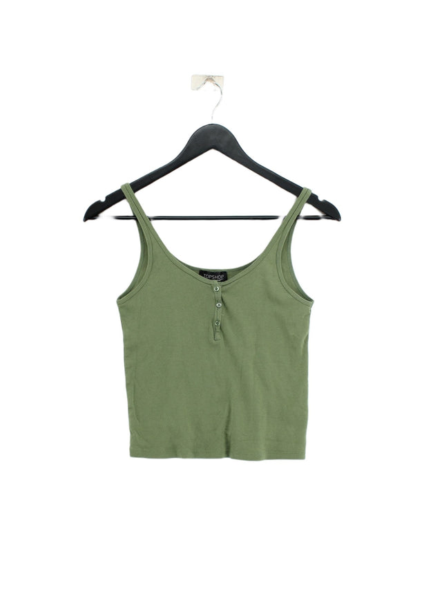 Topshop Women's T-Shirt UK 12 Green 100% Cotton