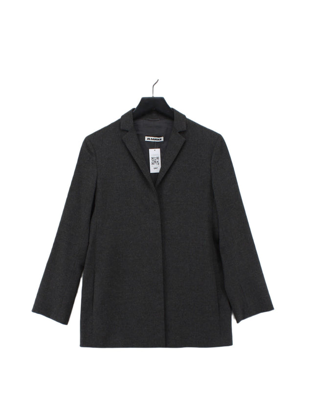 Jil Sander Women's Blazer UK 8 Grey Wool with Cashmere, Elastane