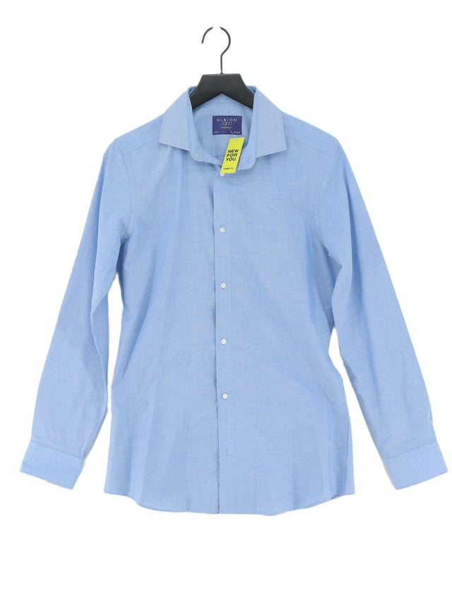 Albion Men's Shirt Chest: 39 in Blue Cotton with Polyester