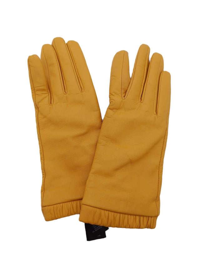 COS Women's Gloves XS Yellow Leather with Cashmere