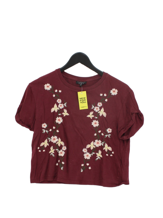 Topshop Women's Top UK 8 Red 100% Polyester