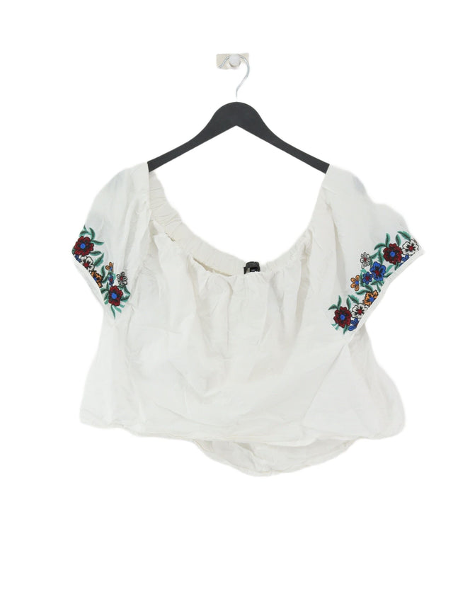 Topshop Women's Top UK 10 White 100% Cotton