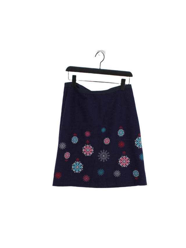 Laura Ashley Women's Midi Skirt UK 12 Blue Polyester with Wool