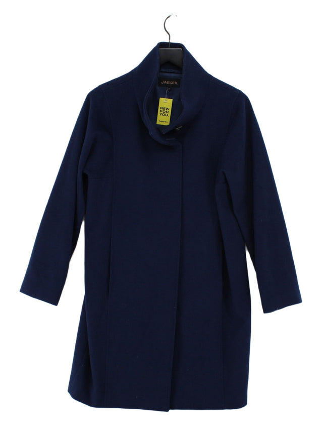 Jaeger Women's Coat UK 10 Blue Wool with Polyester