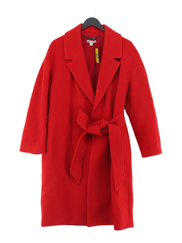 Whistles Women's Coat UK 12 Red Wool with Other, Polyamide, Polyester