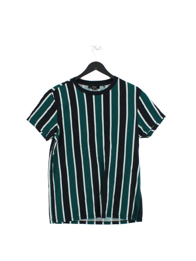 Bershka Men's T-Shirt S Green 100% Cotton
