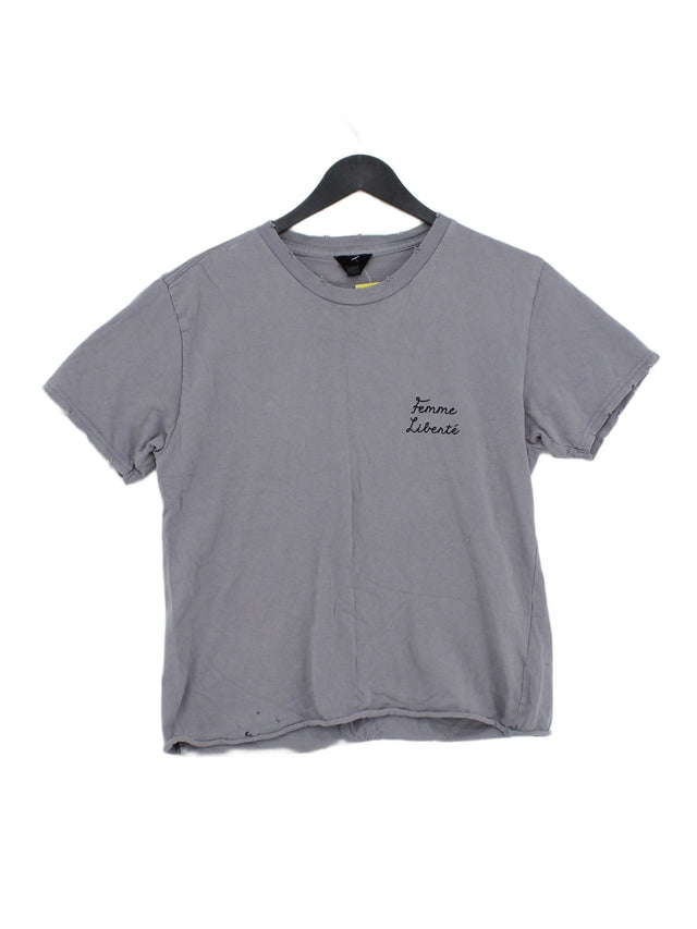 Topshop Women's T-Shirt UK 6 Grey 100% Cotton