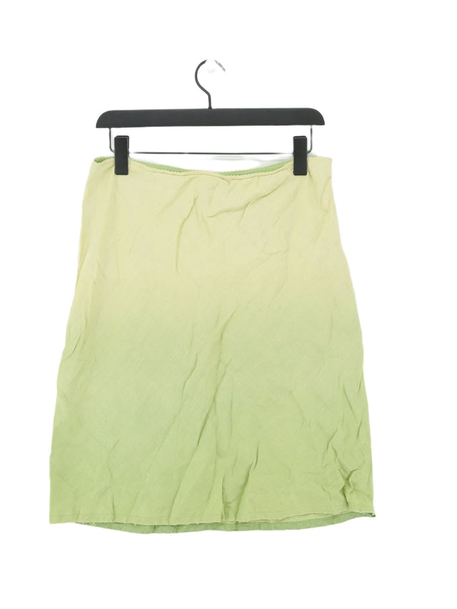 Gap Women's Midi Skirt UK 14 Yellow Linen with Cotton