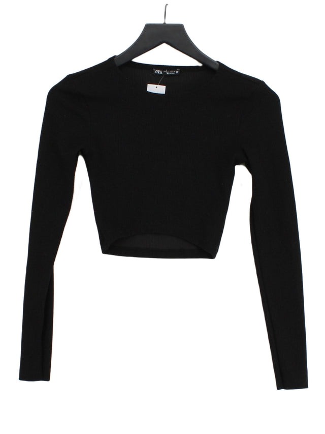 Zara Women's Top S Black Polyester with Elastane, Viscose