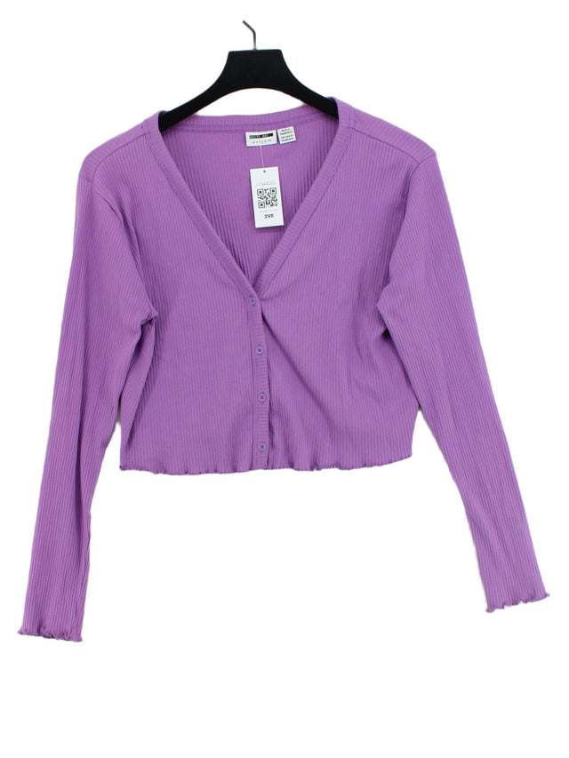 Noisy May Women's Cardigan L Purple Cotton with Elastane