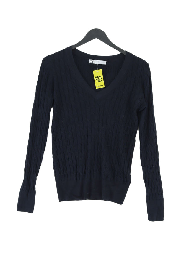 Zara Women's Jumper M Blue Viscose with Polyamide