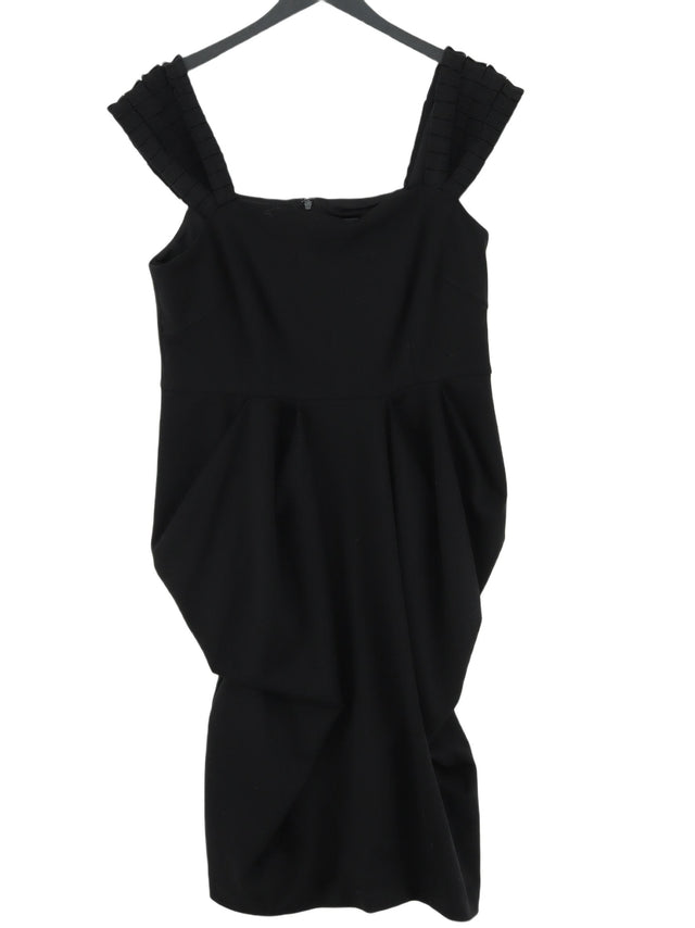 Coast Women's Midi Dress UK 14 Black Polyester with Cotton, Elastane, Viscose