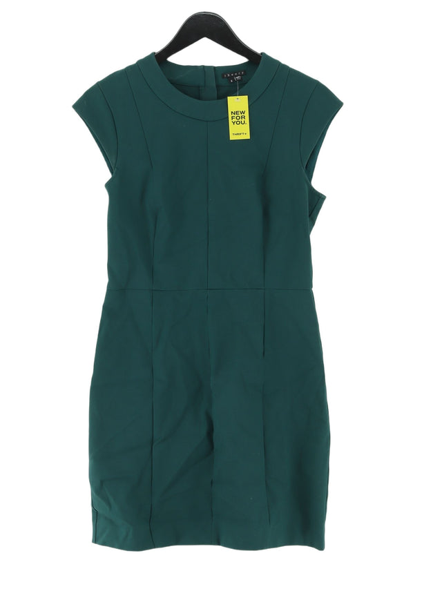 Theory Women's Midi Dress UK 8 Green Nylon with Cotton, Elastane
