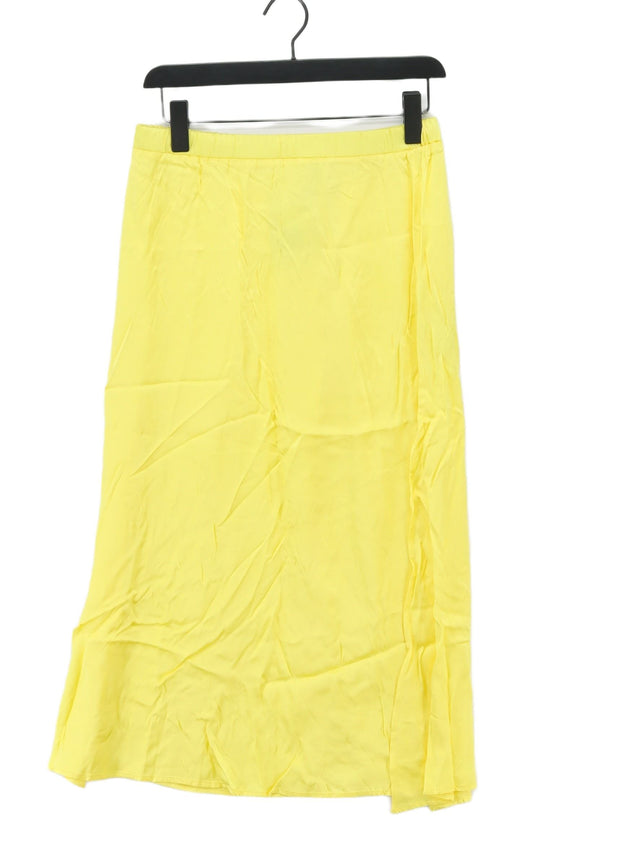 Stradivarius Women's Maxi Skirt L Yellow 100% Viscose