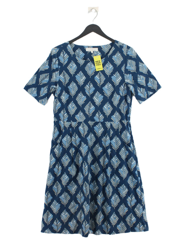 Seasalt Women's Midi Dress UK 12 Blue Cotton with Polyester