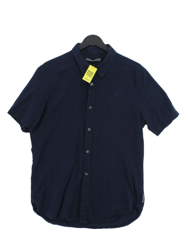 French Connection Women's Shirt M Blue Cotton with Linen