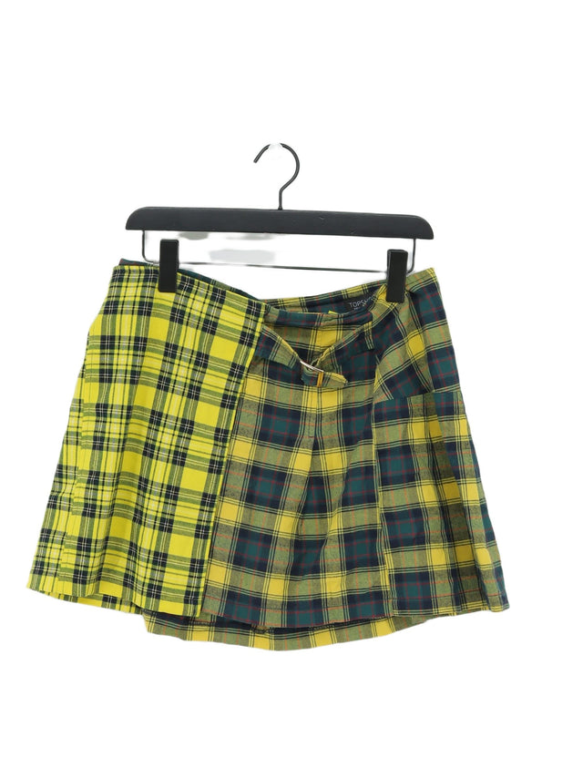 Topshop Women's Midi Skirt UK 14 Yellow Polyester with Viscose