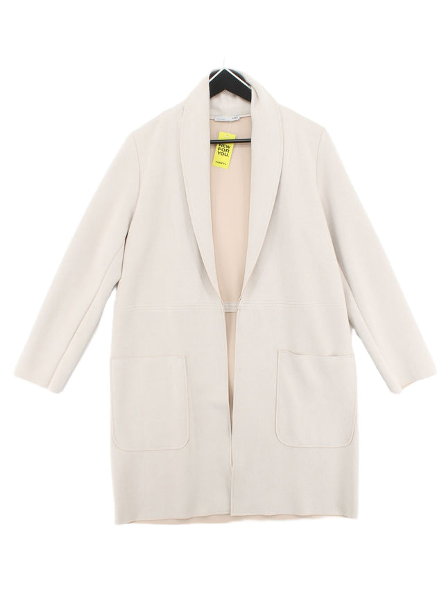 Zara Women's Coat S Cream Polyester with Elastane