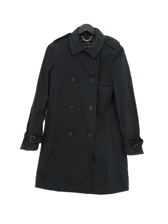Jack Wills Women's Coat UK 8 Blue Cotton with Nylon, Polyester