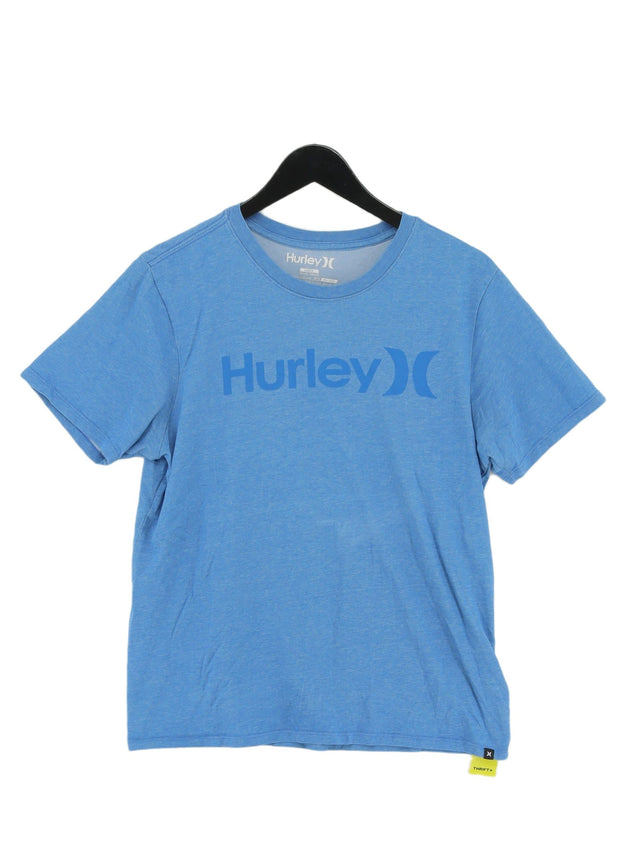 Hurley Men's T-Shirt L Blue Cotton with Polyester