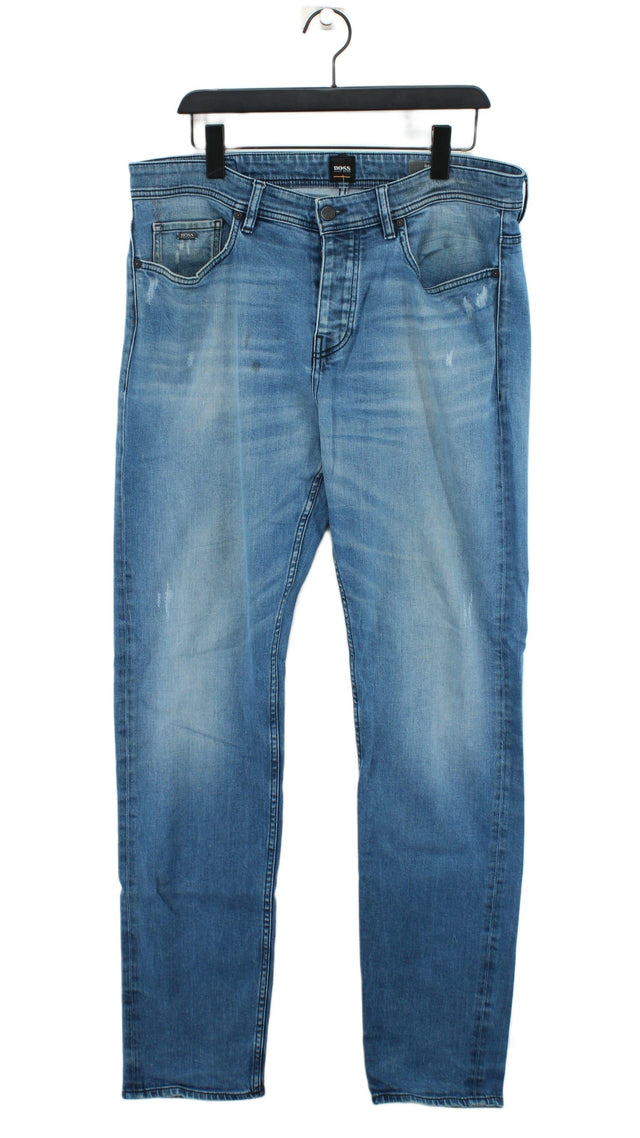 Hugo Boss Men's Jeans W 36 in; L 34 in Blue Cotton with Elastane, Lyocell Modal