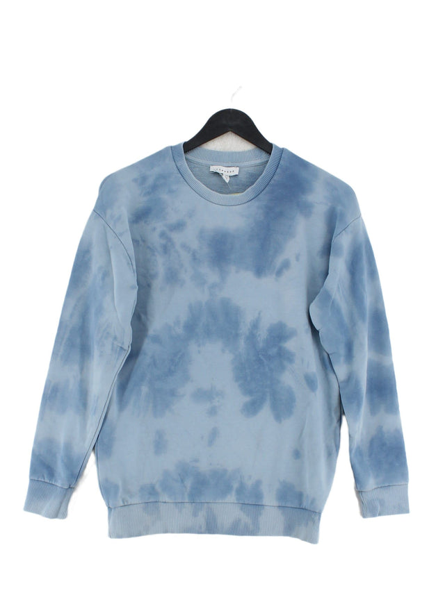 Topshop Women's Hoodie XS Blue Cotton with Elastane, Polyester