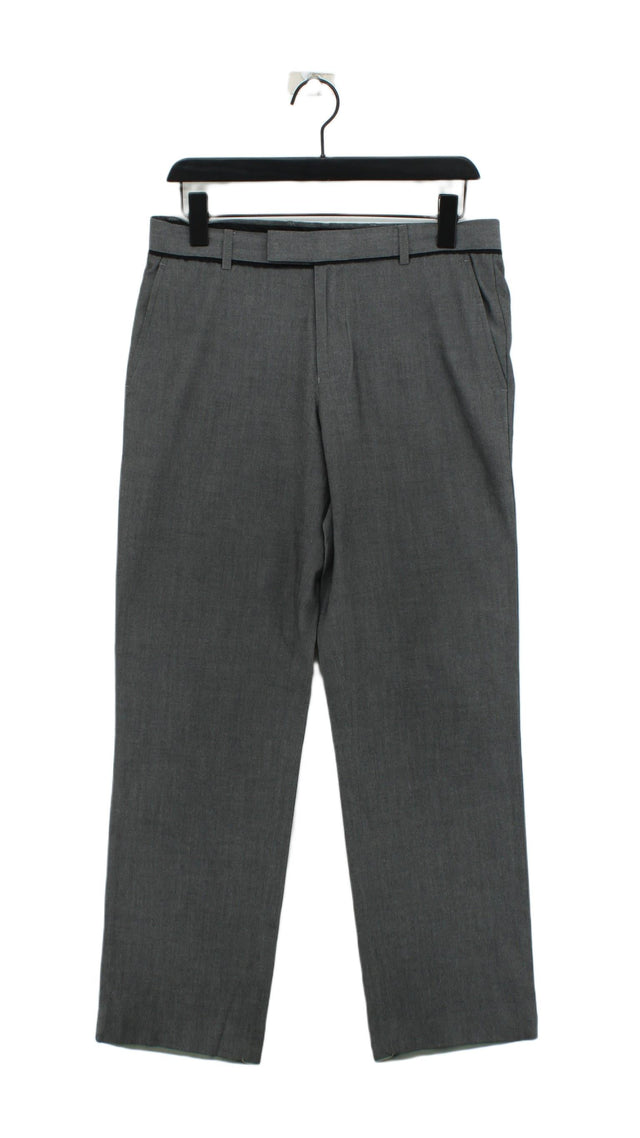 Burton Men's Suit Trousers W 32 in Grey Polyester with Viscose