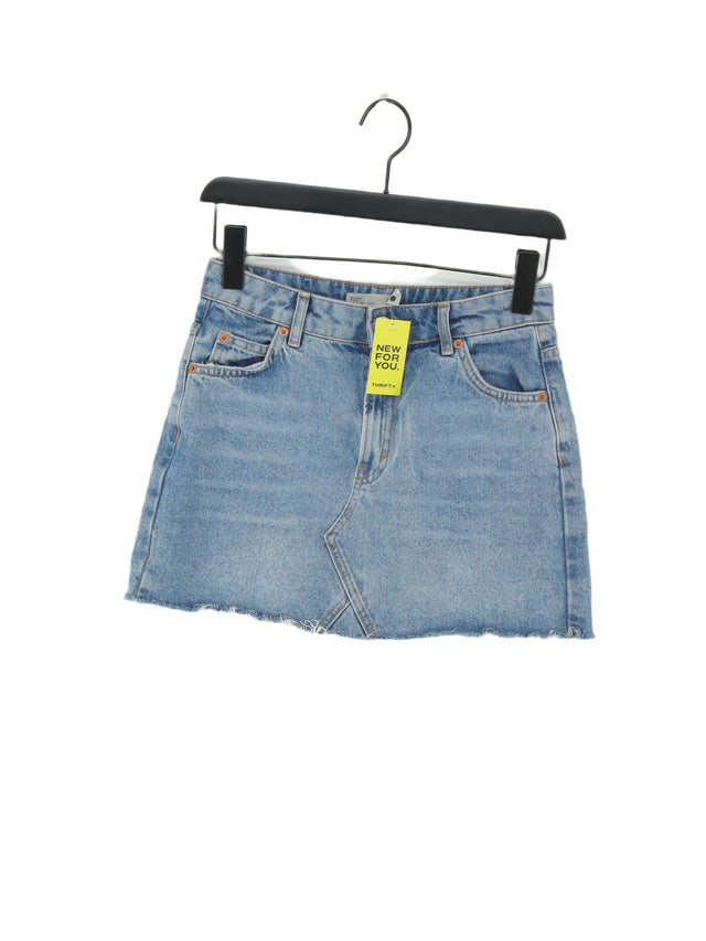 Topshop Women's Mini Skirt UK 8 Blue 100% Cotton