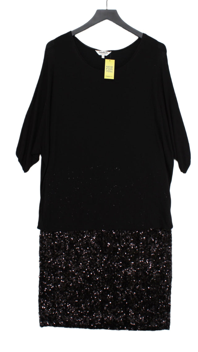 Studio 8 Women's Midi Dress UK 20 Black Viscose with Elastane, Polyester