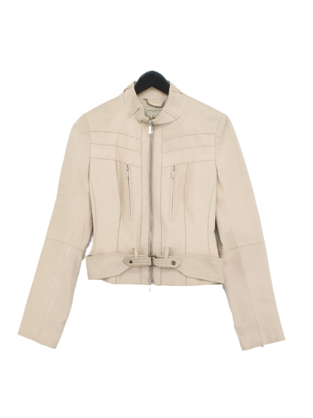 Karen Millen Women's Jacket UK 12 Cream Leather with Other