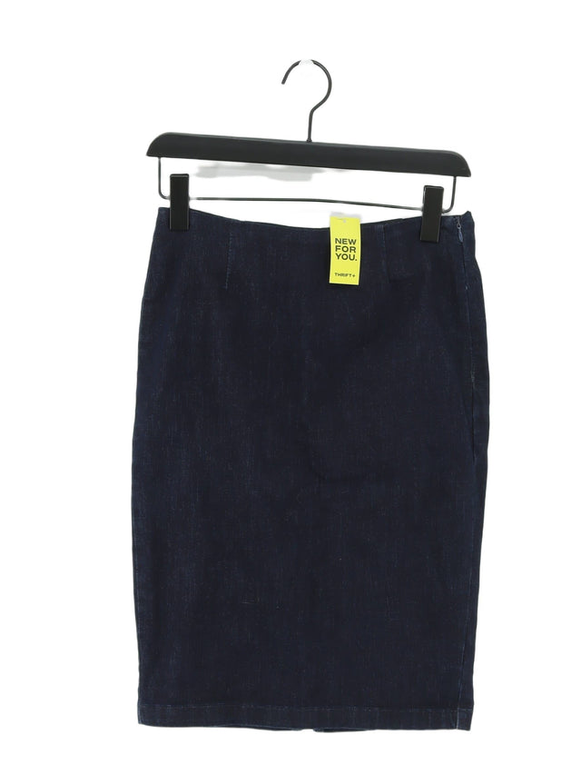 Next Women's Midi Skirt UK 10 Blue Cotton with Elastane, Polyester