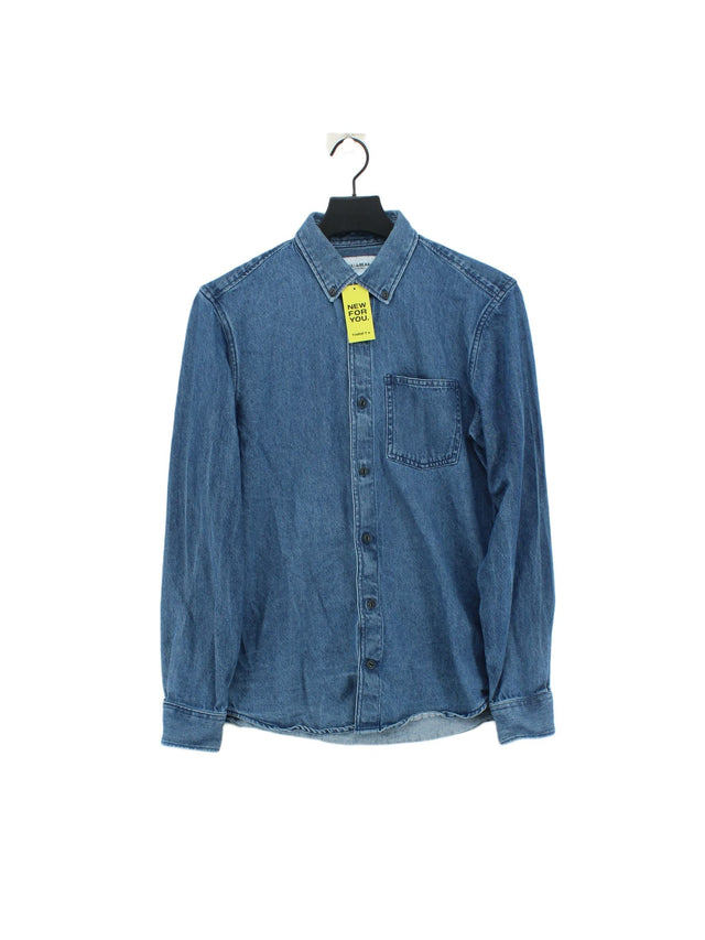 Pull&Bear Men's Shirt S Blue 100% Cotton