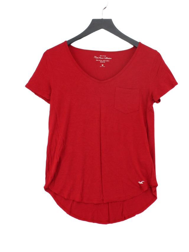 Hollister Women's T-Shirt S Red Viscose with Elastane