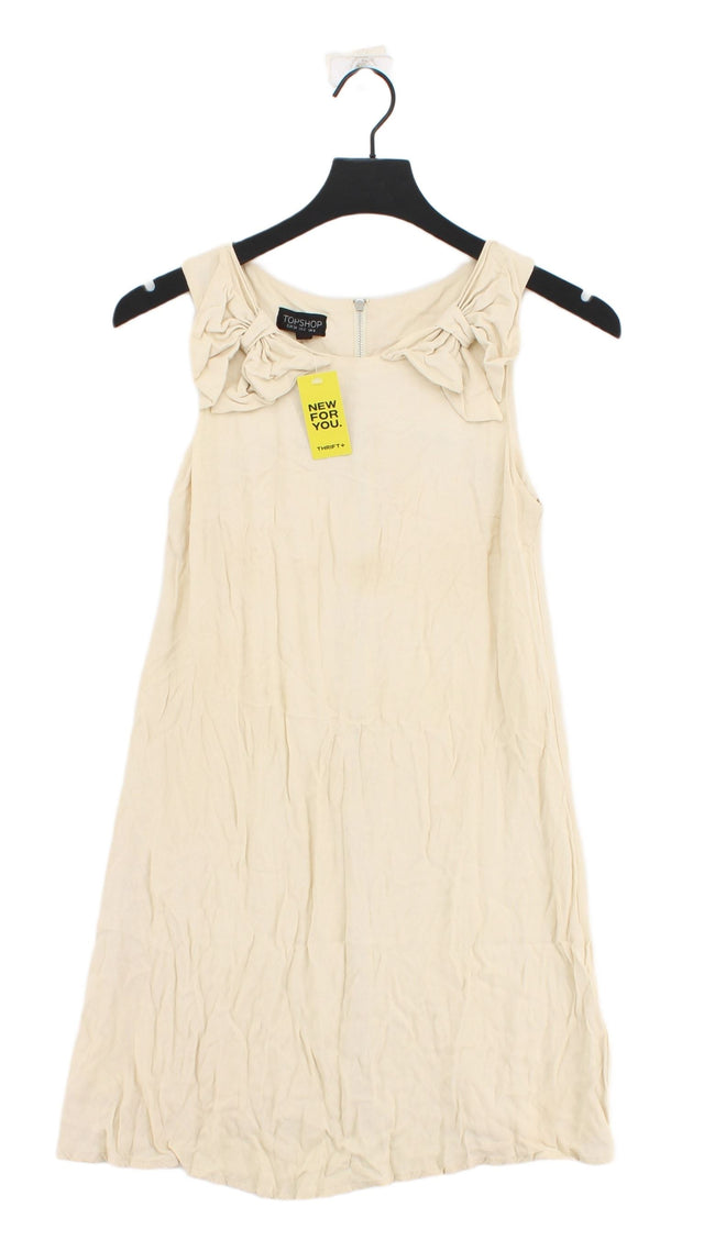 Topshop Women's Midi Dress UK 6 Cream 100% Viscose