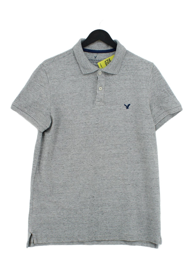 American Eagle Outfitters Men's Polo M Grey Cotton with Polyester