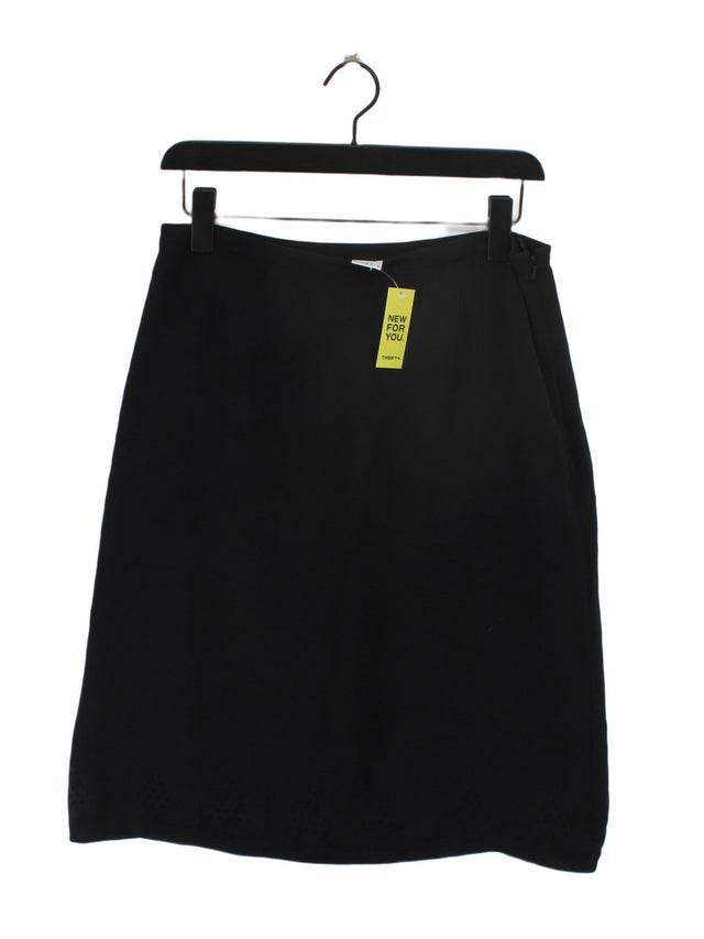 DKNY Women's Midi Skirt UK 8 Black Silk with Other