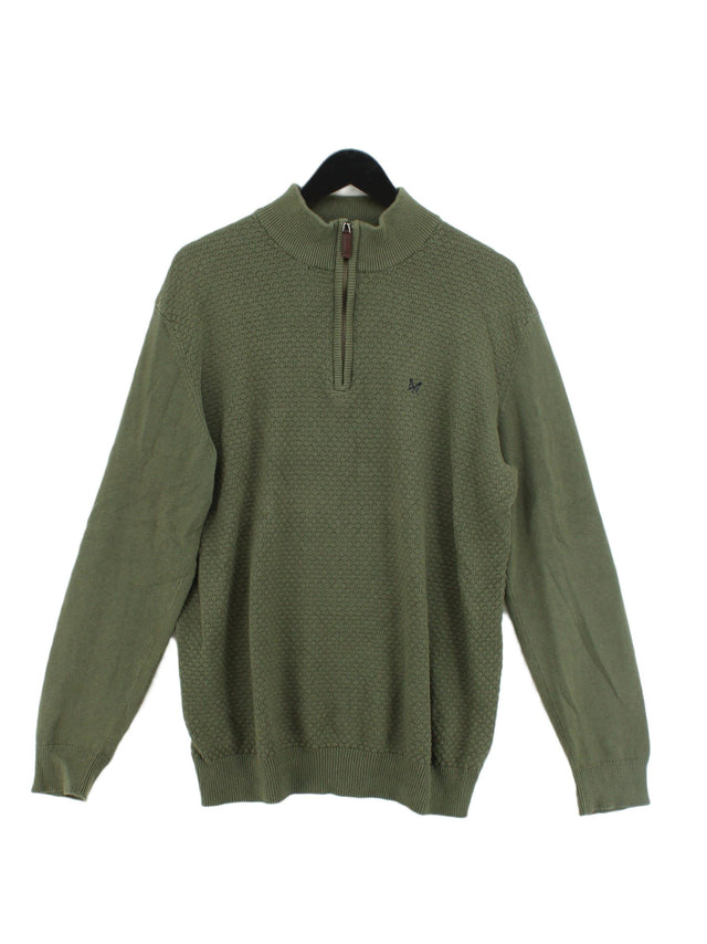 Crew Clothing Women's Jumper L Green Cotton with Cashmere