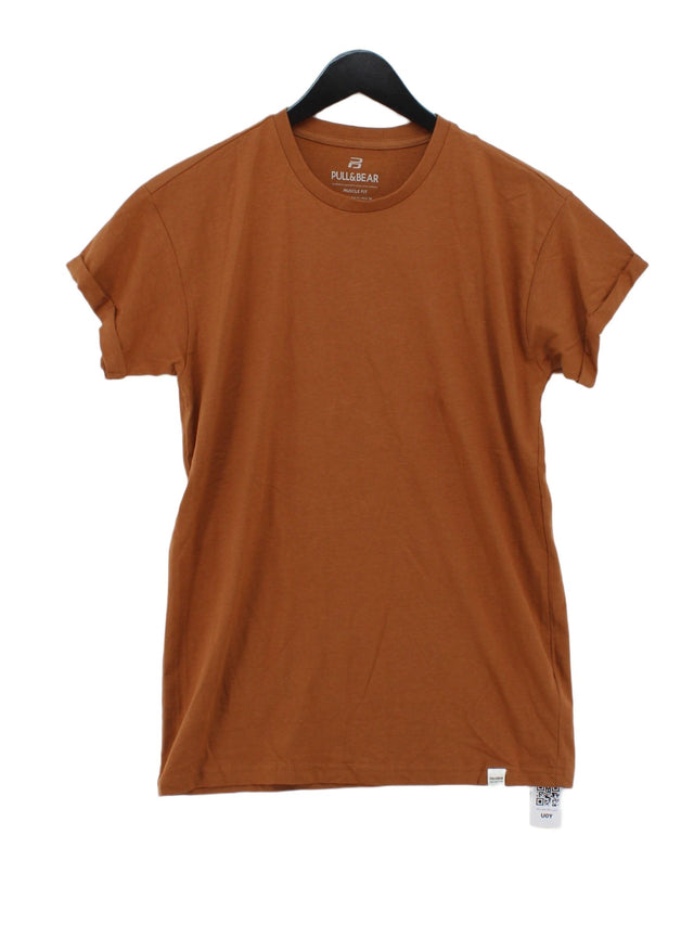 Pull&Bear Men's T-Shirt M Brown 100% Cotton