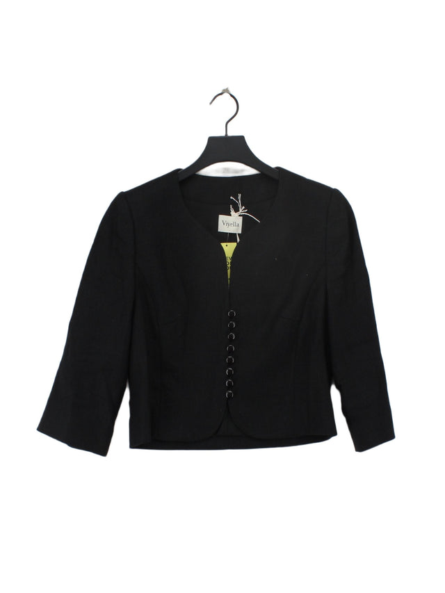 Viyella Women's Blazer UK 6 Black Linen with Polyester