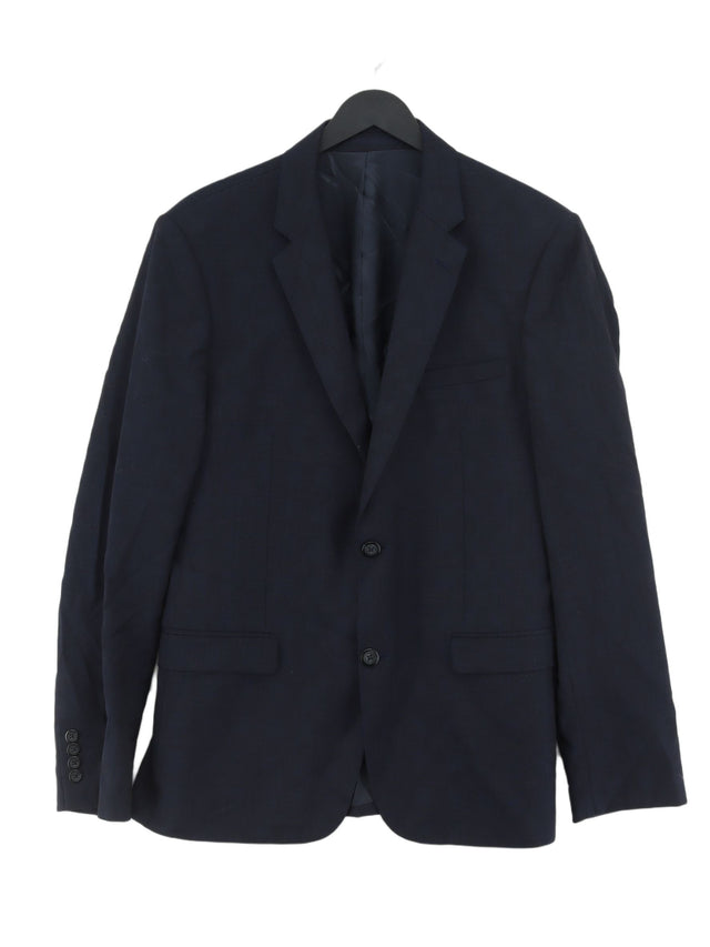 DKNY Men's Blazer Chest: 42 in Blue Polyester with Viscose