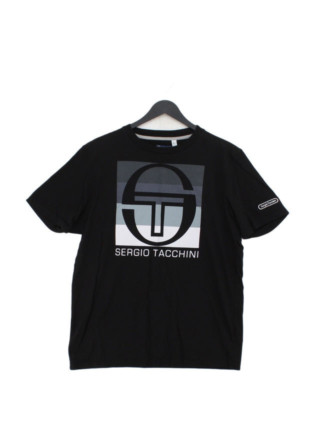 Sergio Tacchini Men's T-Shirt L Black 100% Cotton