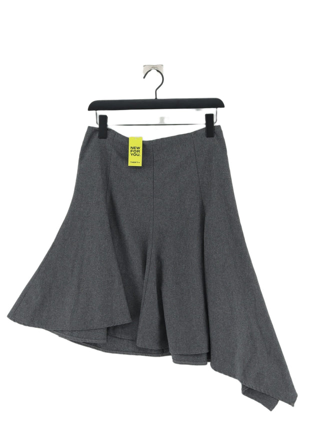 Topshop Women's Midi Skirt UK 10 Grey Wool with Polyester