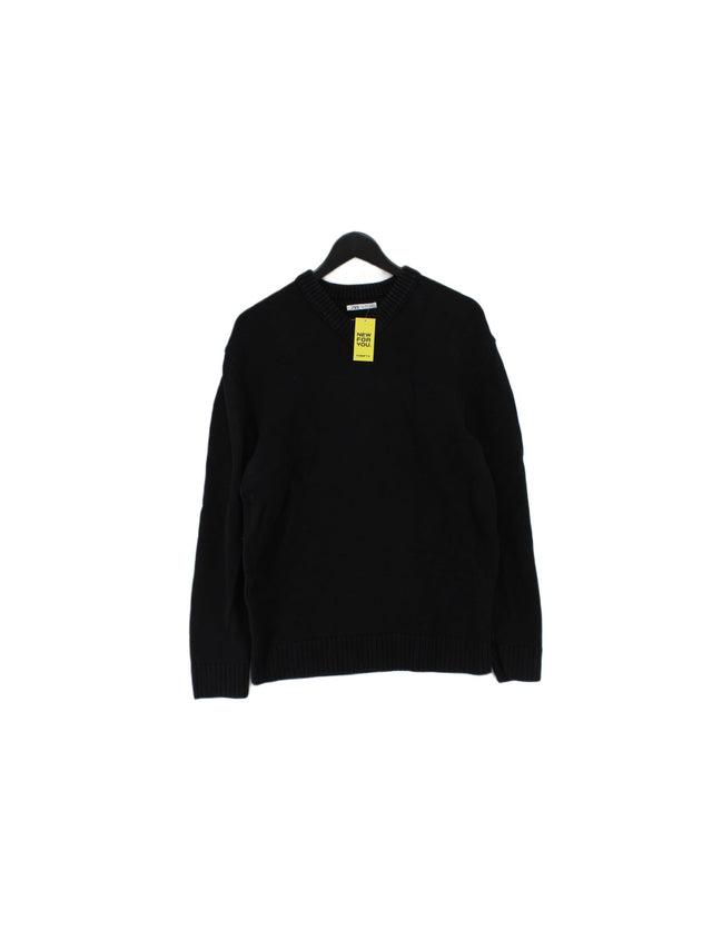 Zara Women's Jumper L Black Cotton with Elastane, Polyamide