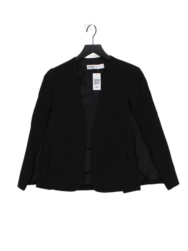 Zara Women's Coat XS Black Polyester with Viscose