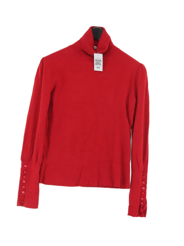 Whistles Women's Jumper UK 14 Red Cotton with Elastane, Nylon