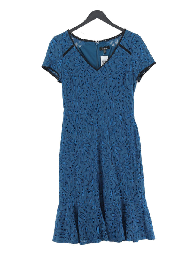 Kensie Women's Midi Dress UK 6 Blue Nylon with Cotton, Polyester, Rayon