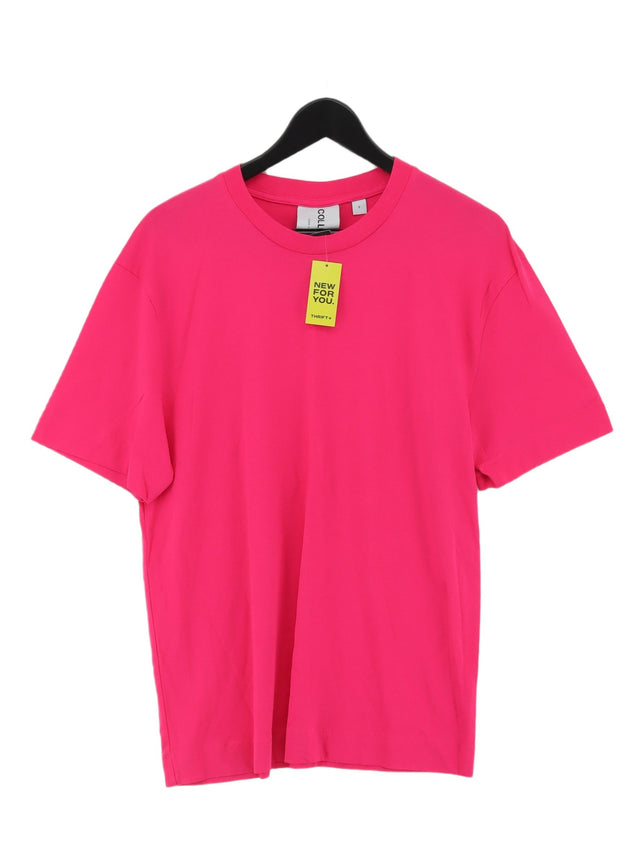 Collusion Men's T-Shirt M Pink Cotton with Elastane