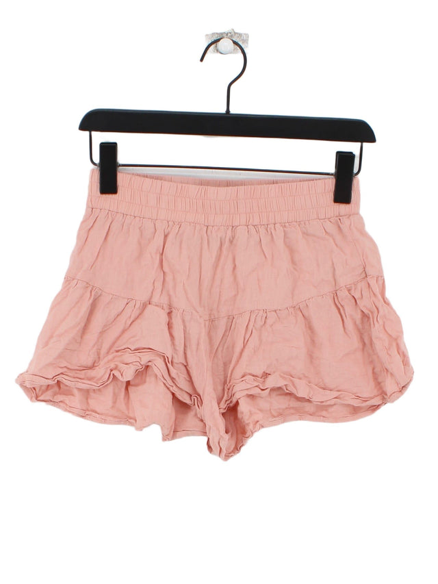 South Beach Women's Shorts UK 10 Pink Linen with Viscose